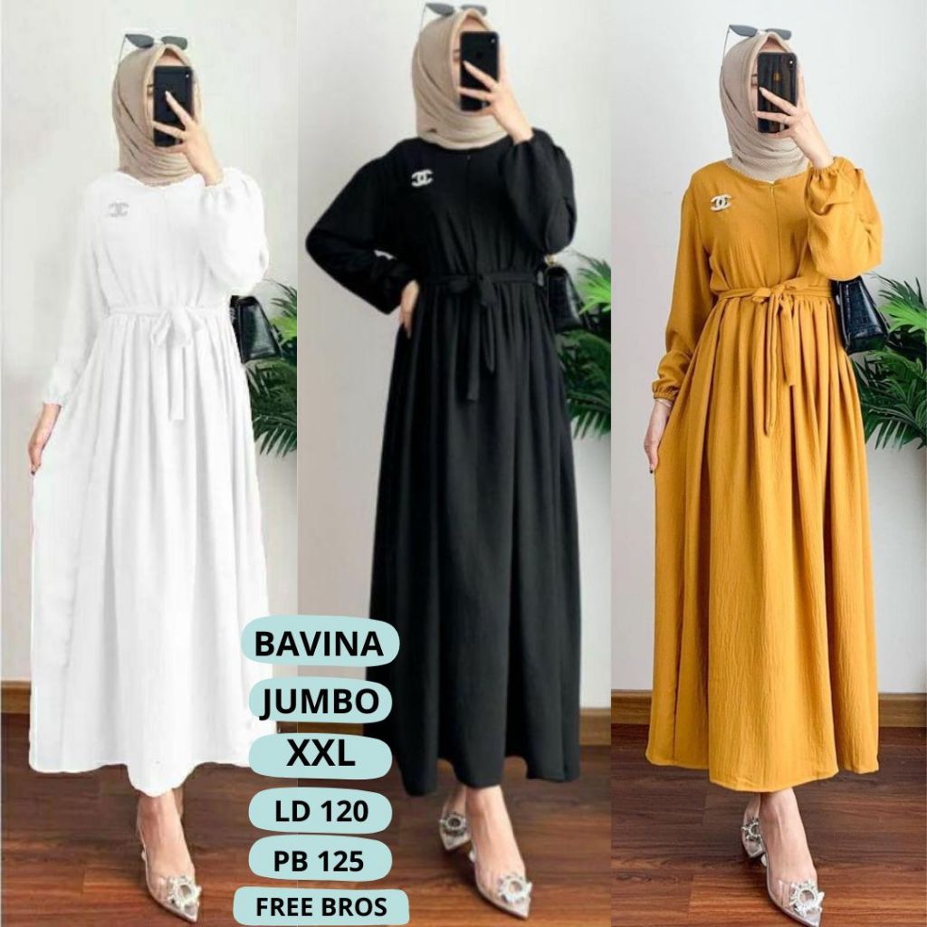 BAVINA MIDI DRESS JUMBO XXL LD 120 CM CRINKLE  AIRFLOW FREE BROS