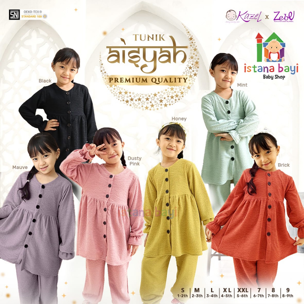 Kazel x Zebe Premium Set Tunik Aisyah / Setelan Anak Perempuan - Tunik Anak (1-9 tahun) - IED Collec