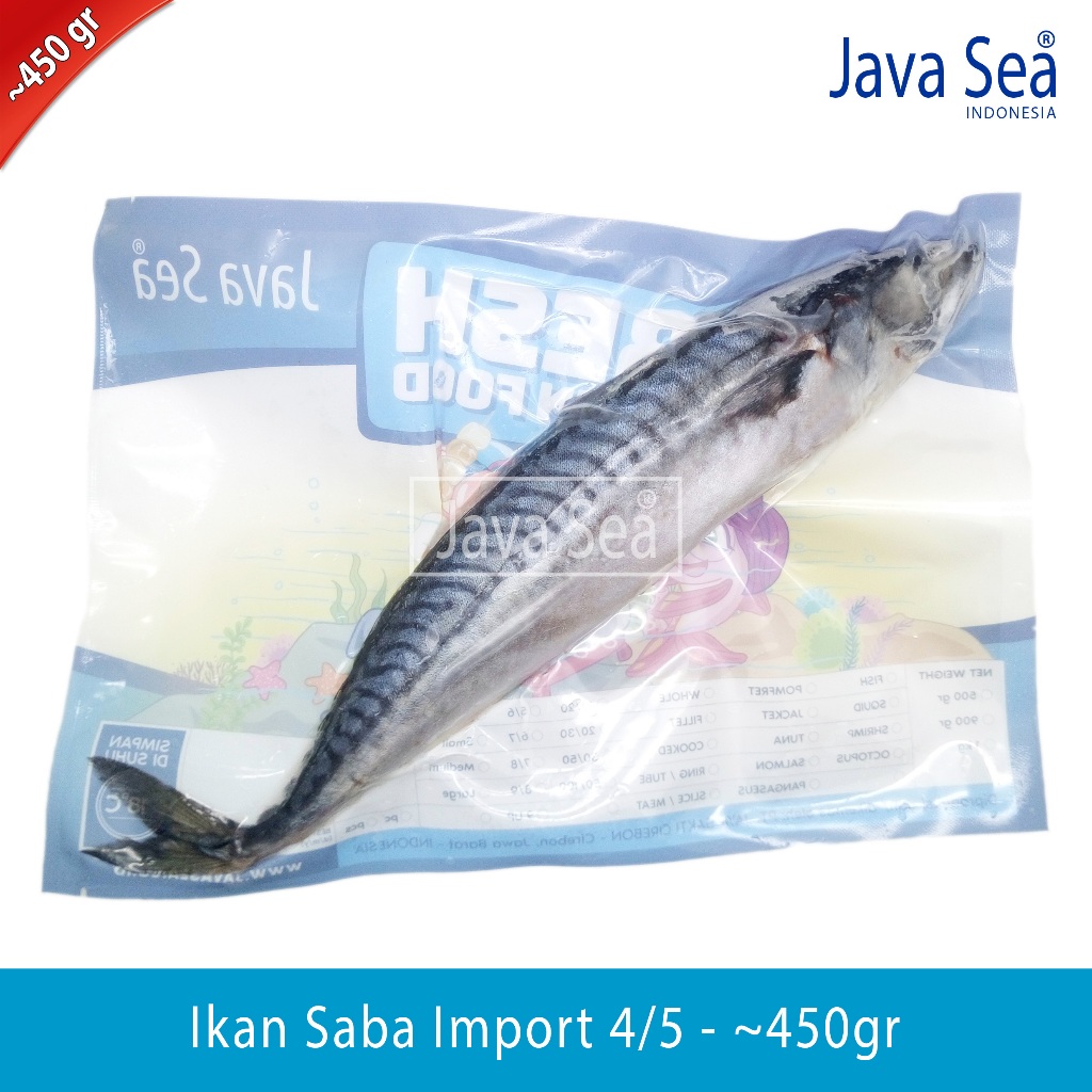 

Ikan Saba/Mackerel Utuh 4/5 pack 400-500gr Java Sea