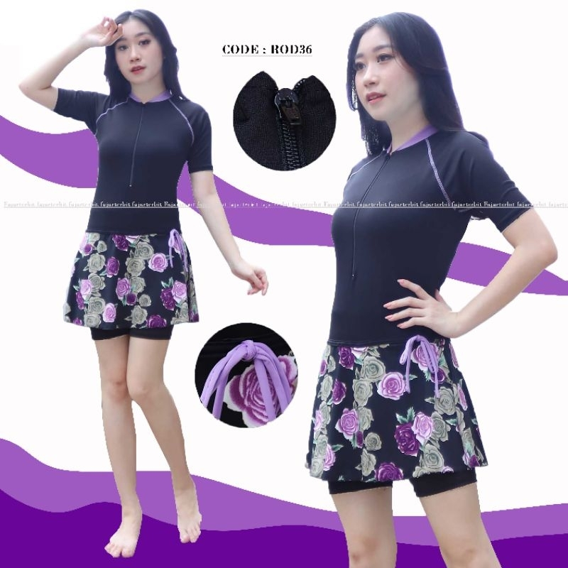 baju renang wanita dewasa rok motif pakai lapisan furing pakaian renang perempuan dewasa setelan ren