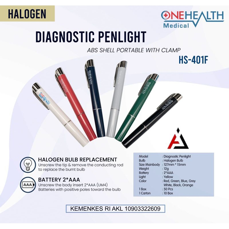 Penlight Halogen Onehealth Cahaya Kuning Senter Medis
