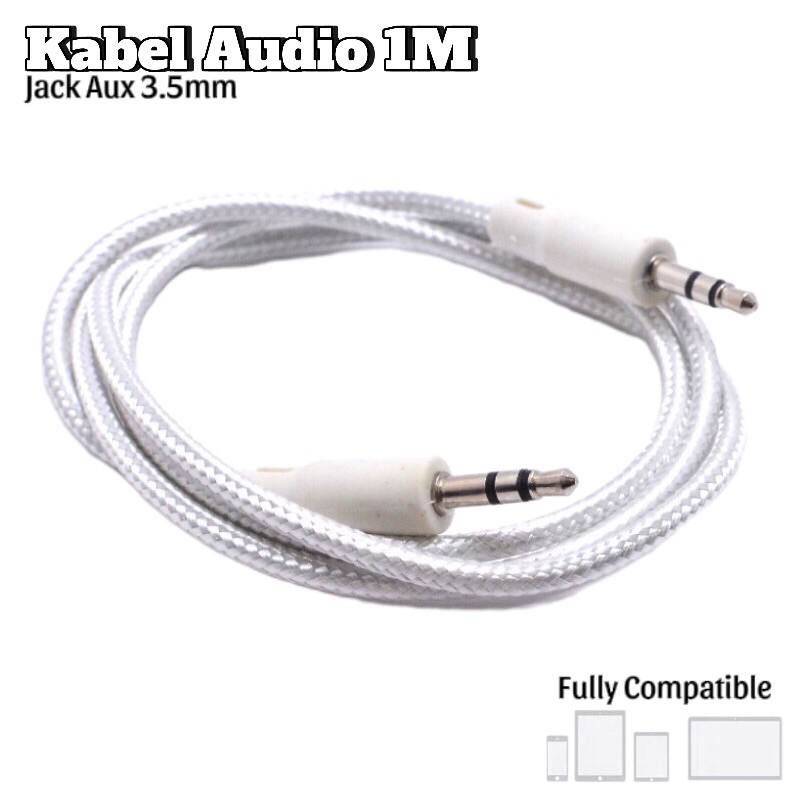 Kabel Audio 1M / Kabel Jack Aux 3.5mm / Kabel AUX Audio Jack 1in1 3.5mm 100cm / Kabel Aux HP Kompute