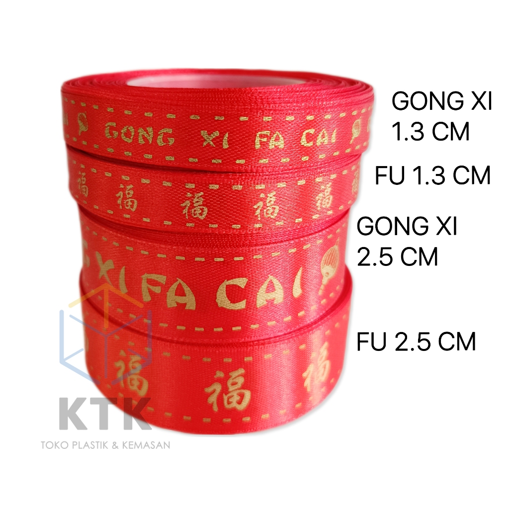 

Pita Satin Imlek Chinese New Year Gong Xi Fa Cai & Fu 1,25 - 2,5 cm