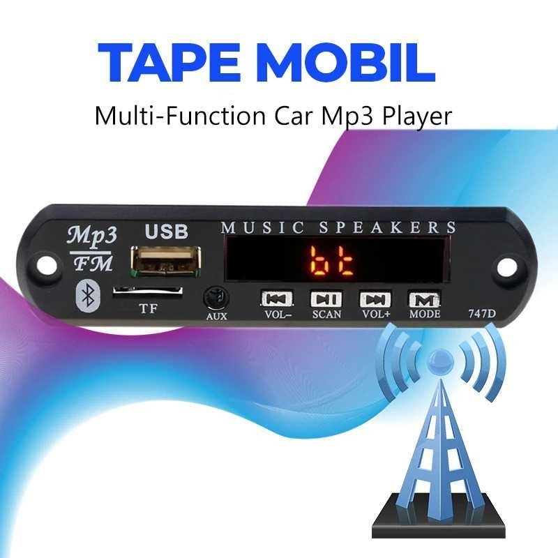 Modul MP3 Bluetooth Radio 12V - Kit Audio Universal For Salon Aktif Tape Mobil Speaker MP3 Player Wireless Receiver - 747D