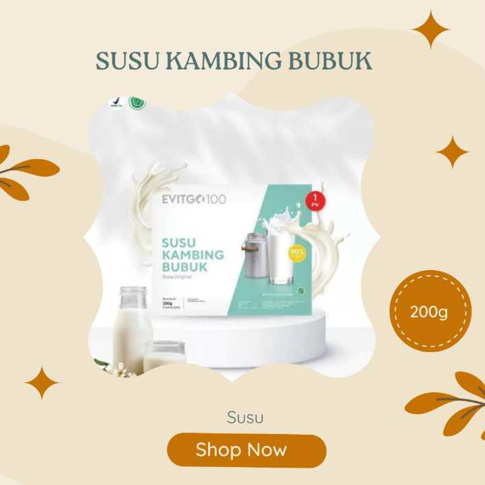 

SUSU KAMBING ETAWA - KEMASAN BARU - ORIGINAL BERHOLOGRAM - EVITGO - NEW FORMULA