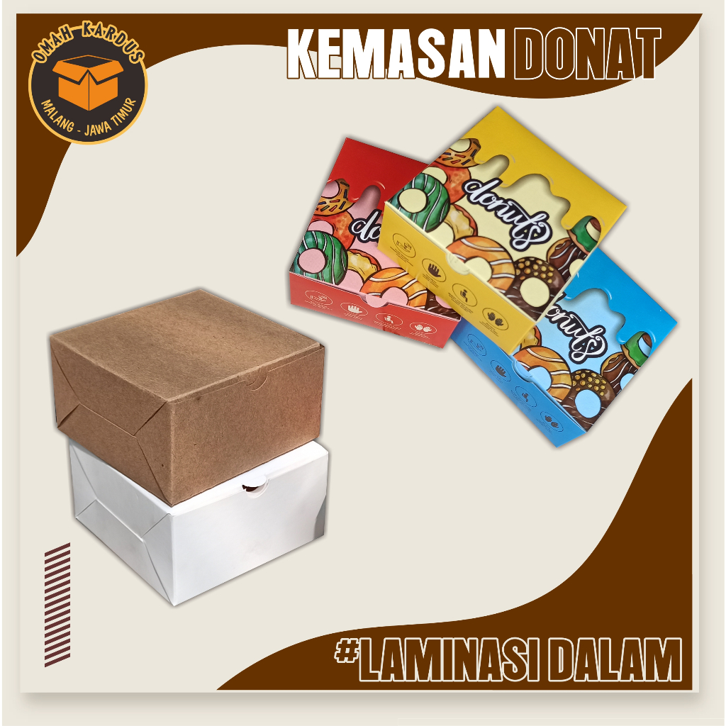BOX DONAT isi 1 uk: 10x10x5,5 cm / box kue / box cake / box mini rice / lunch box / box dimsum / kar