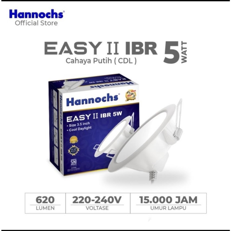 Hannochs Lampu Downlight LED Easy Silver 5W  Cahaya Putih INBOW