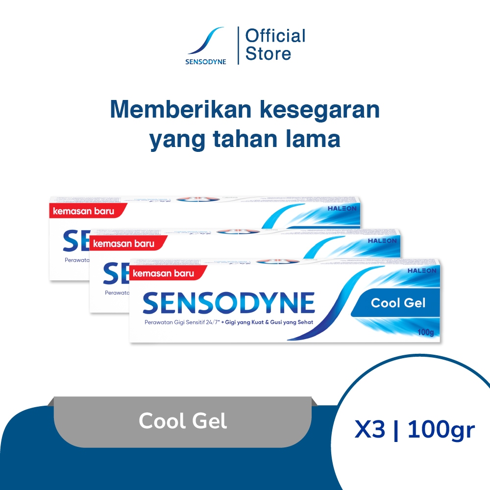 Sensodyne Toothpaste Pasta Gigi Sensitif Sensasi Extra Segar Cool Gel 3x100gr [TRIPLEPACK]