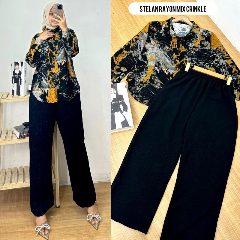 ZARA SETELAN VIRAL RAYON MIX CRINGKEL LD 110/SET ZARA MOTIF SALUR TERBARU//ONE SET ZARA KEKINIAN BIS