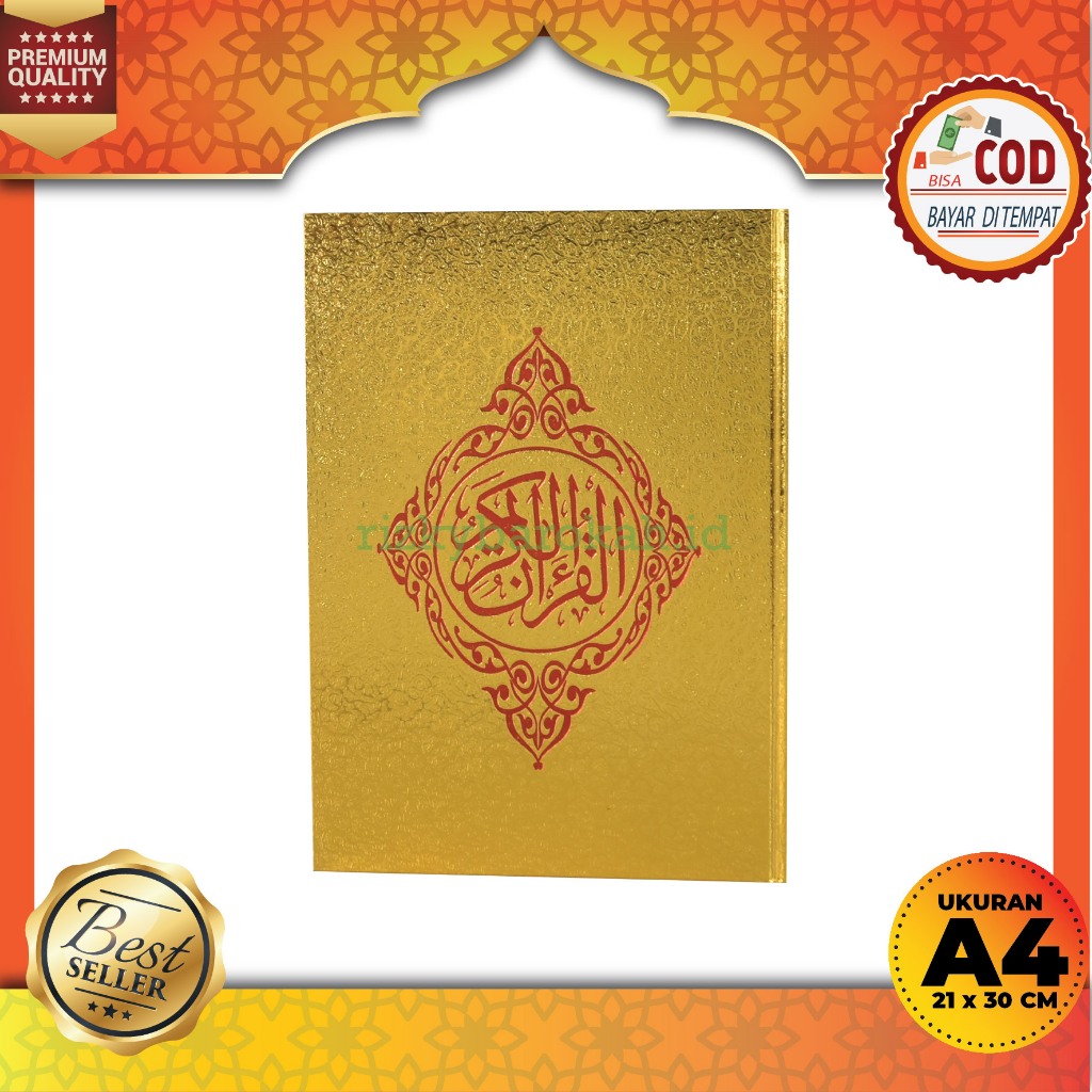 Alquran Cover Emas Ukuran A4 Non Terjemah Al Quran Besar Tanpa Terjemahan Kertas HVS ARM Publishing