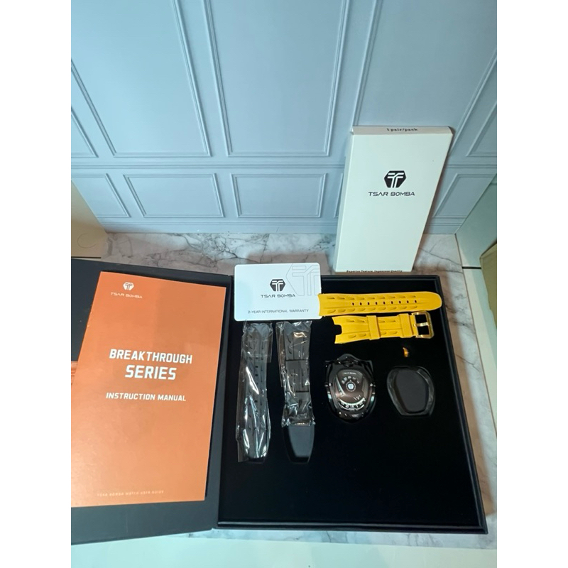 Jam tangan automatic watch TSAR BOMBA CARBON FIBER black TB8213 NEW