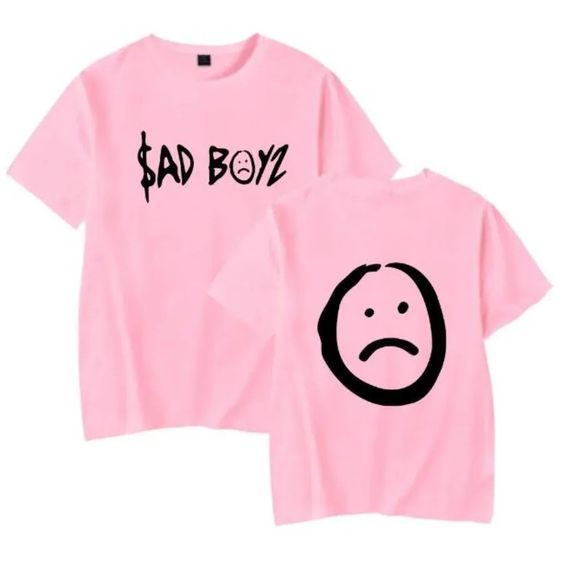 Kaos SAD BOY EMOTICON Warna Pink / Kaos Distro  Pria Wanita / Kaos Viral