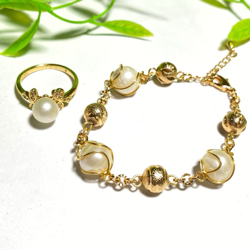 Mutiara asli Mutiara lombok | Set Gelang Cincin mutiara laut lombok | mutiara asli lombok