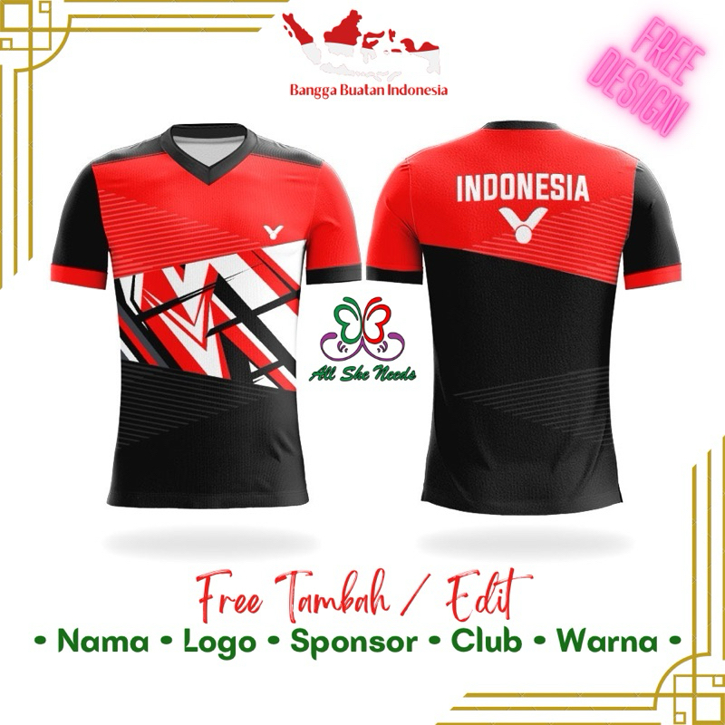 Jersey Bulutangkis Badminton Custom | Baju Kaos Dryfit Badminton Main Raket Jumbo Big Size