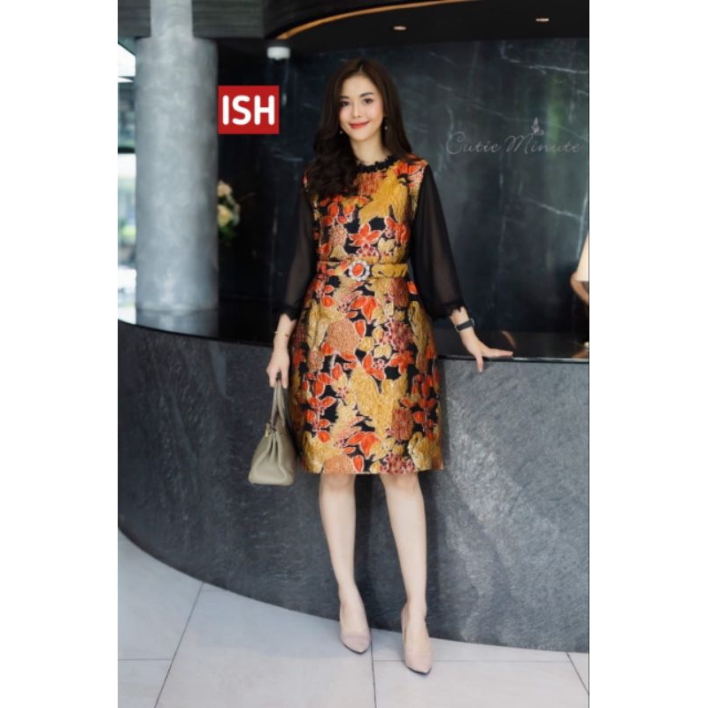 DRESS SATIN BROKAT CUTIE MINUTE WANITA GAUN PESTA KONDANGAN  PREMIUM BANGKOK