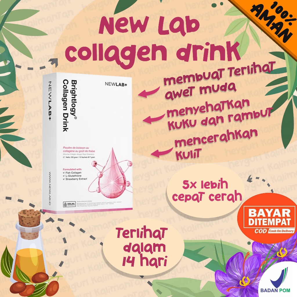 Newlab newlab+ minuman premium collagen kolagen colagen drink 15 7 sachet ori 250gr mini paket hemat