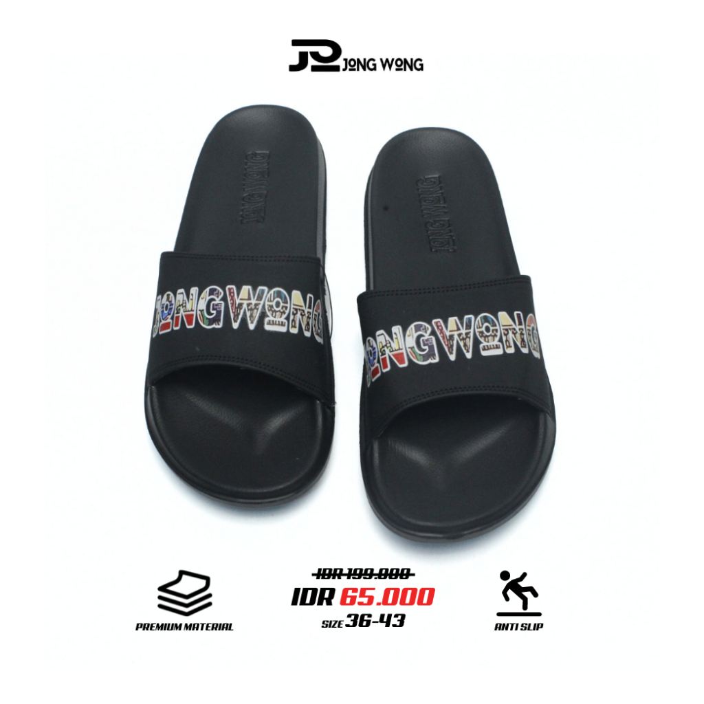 Jong Wong Official - Original Aksara Sandal Slide Flip Flop Pria Wanita Unisex