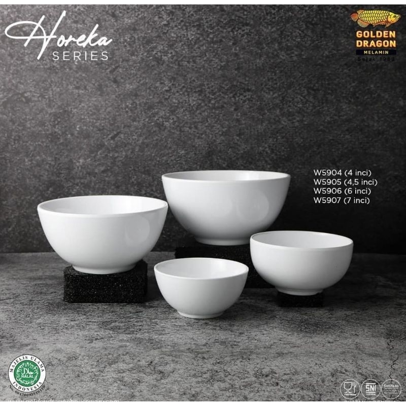 (6 PCS) Mangkok Sup Melamin 4 & 4,5 & 6 & 7 Inch - Golden Dragon Melamin (W5904)(W5905)(W5906)(W5907