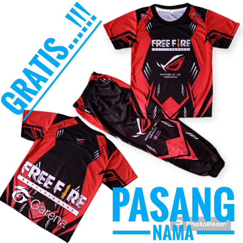 SETELAN BAJU GAMING FREE FIRE/SETELAN BAJU  MOTOR TRAIL ANAK, SETELAN BAJU ANAK MOTOR CROSS,, GRATIS