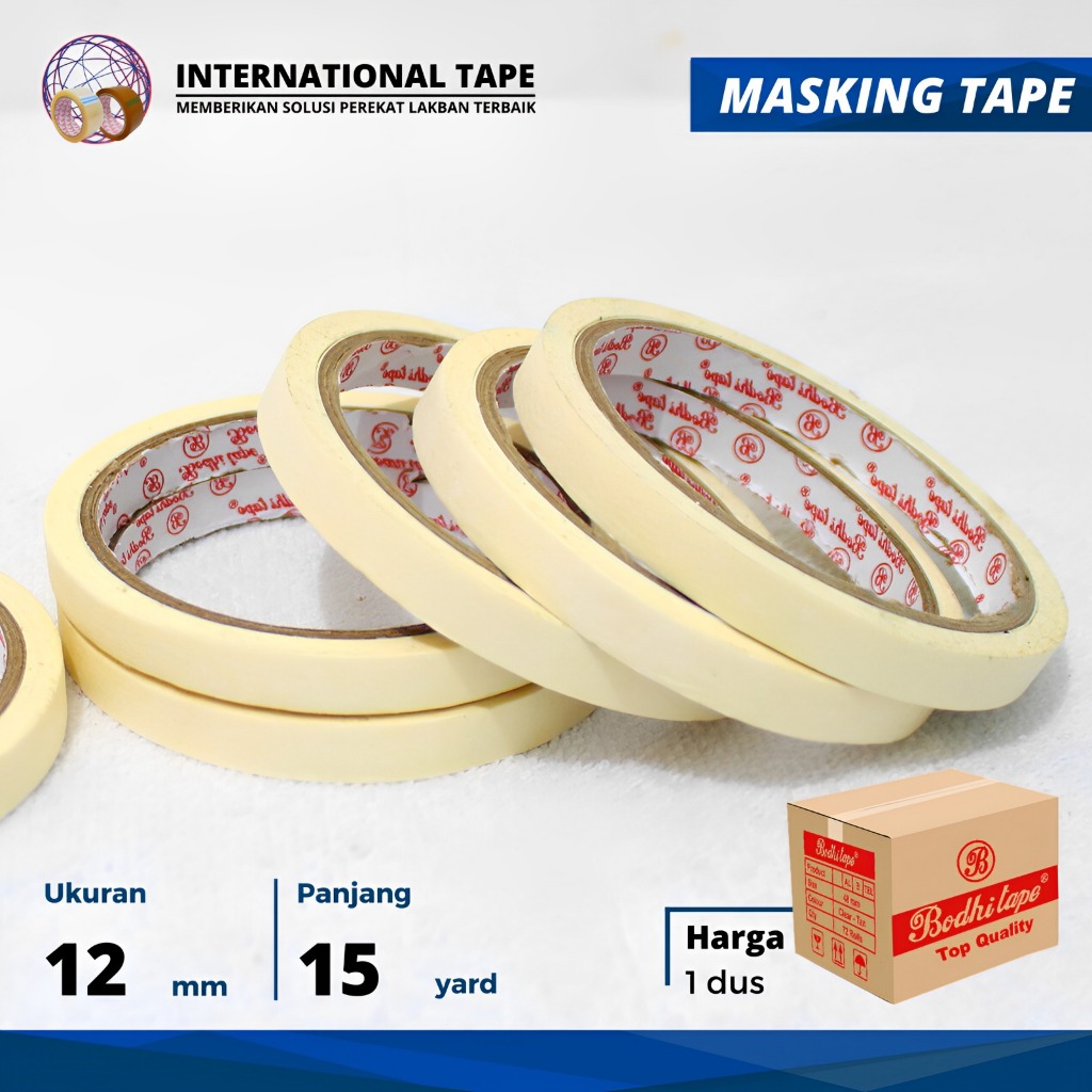 

LAKBAN KERTAS/MASKING BODHI 12MM X 15YARD PER DUS