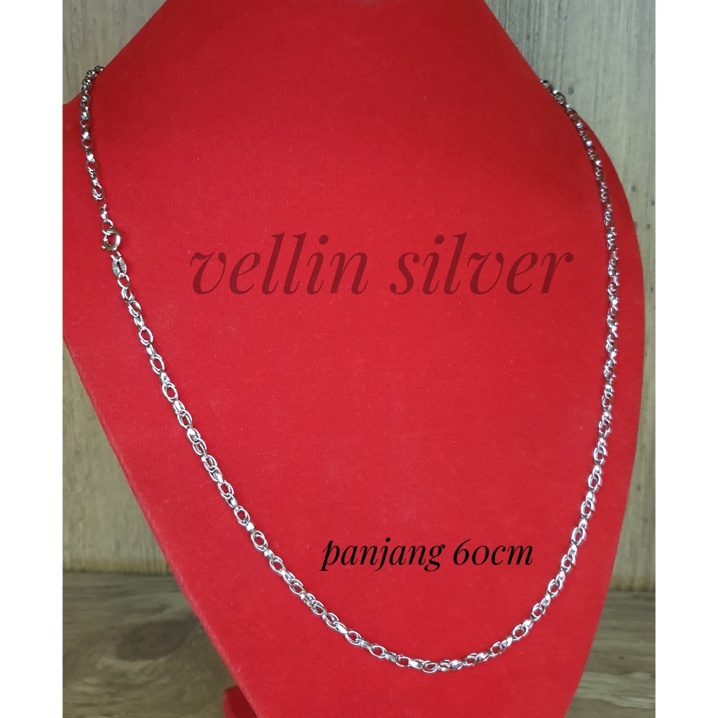 Kalung Pria Rantai Perak 925 Asli Lapis Emas Putih - Kalung Silver 925 Panjang 60cm