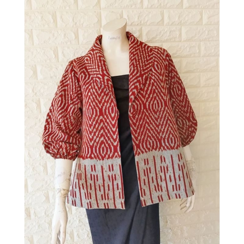 Blazer tenun wanita atasan wanita baju tenun Jepara blazer jumbo blazer murah