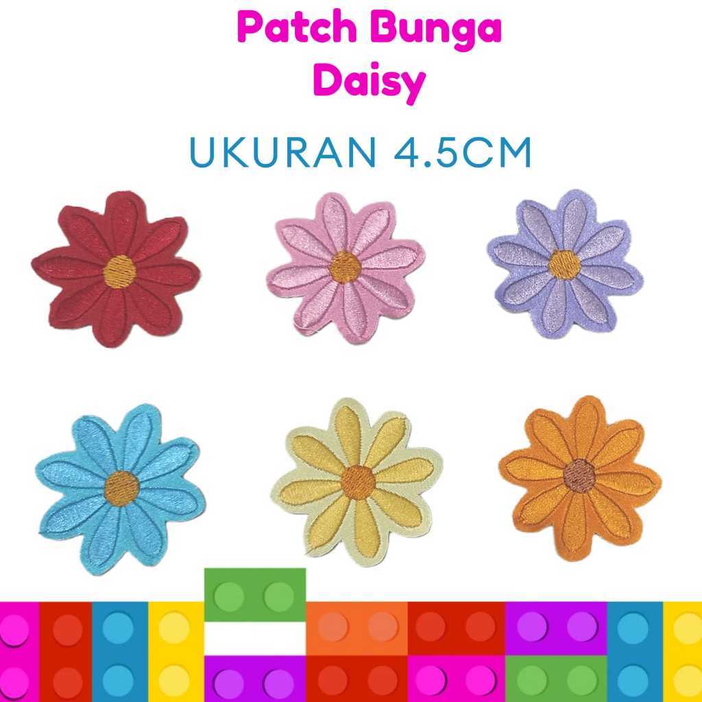 PATCH BORDIR KARAKTER BUNGA DAISY WARNA