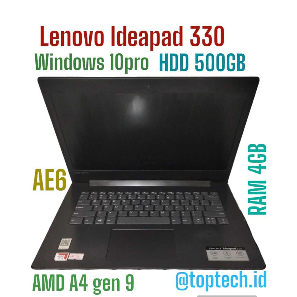 (AE6) Lenovo Ideapad 330 RAM 4GB HDD 500GB AMD Radeon A4 gen 9