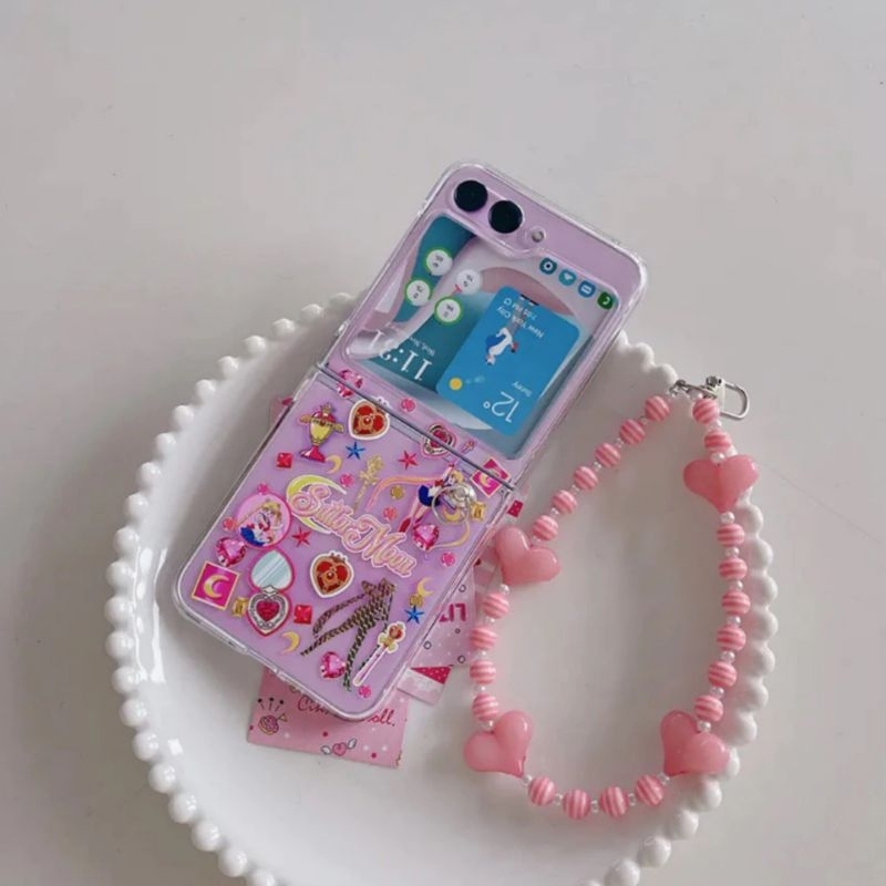 [🇮🇩READY STOCK] Case samsung galaxy Z flip 3 4 5 beads chain sailormoon