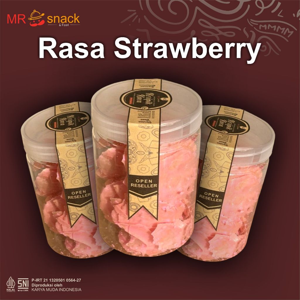 

keripik kaca rasa strawberry kripca manis makanan ringan