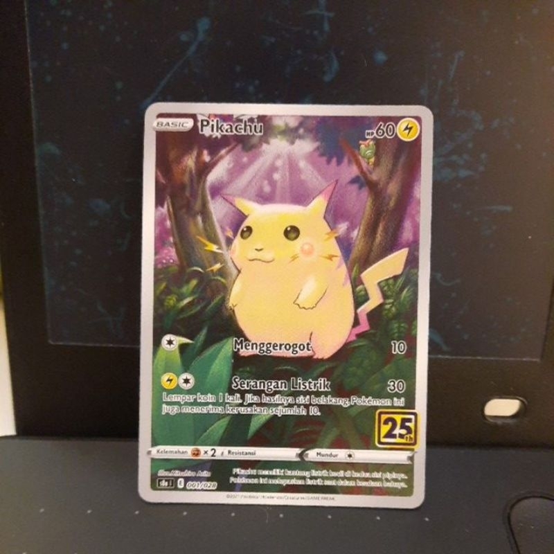 kartu pokemon, pokemon card pikachu 25th anniversary