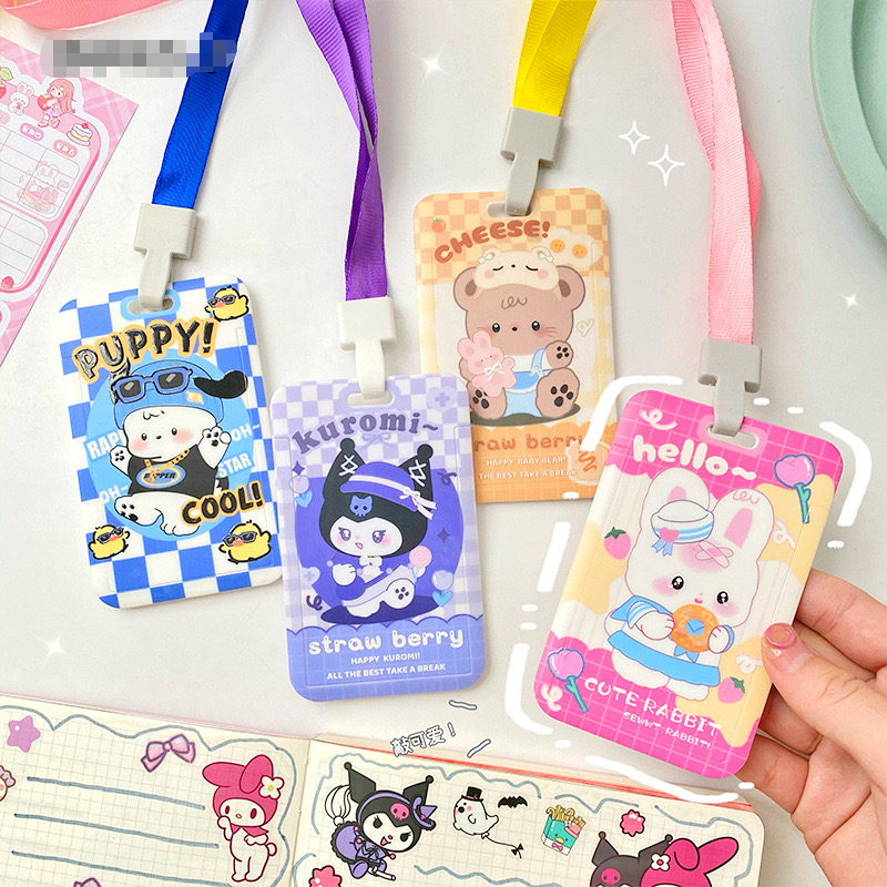 

Cinnamoroll ID card holder tali lanyard transportasi motif kartun korea untuk sekolah kantor pelajar Pelindung kartu foto lucu kawaii INS