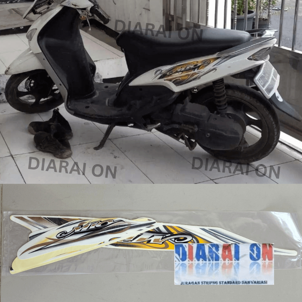 Stiker Striping Yamaha Mio Sporty 2010 - Mio Smile 2010 2011 Putih Gold Murah