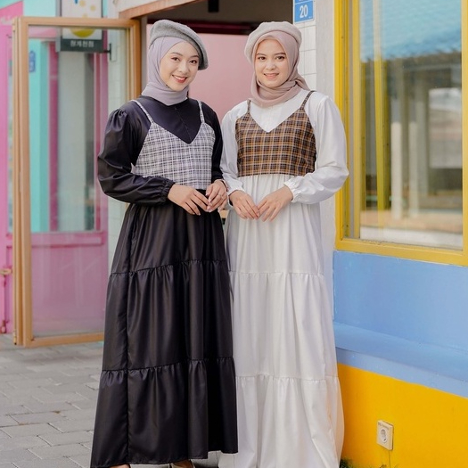 Amy Dress | Dress with Vest | Dress Set | Blouse Set | Gamis Tanktop | Gamis Vest | Baju Gamis Tingk