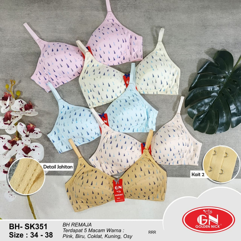 GN- Bra BH Fashion Remaja / Bra Pelajar Wanita Murah BH Busa Tipis Tanpa Kawat Kait Dua size 34,36,3