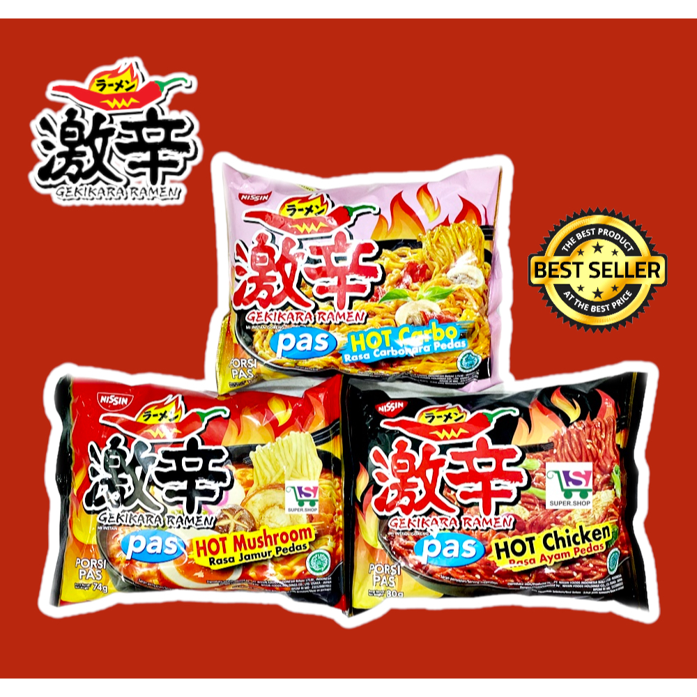 

Gekikara Ramen PAS Carbonara / Hot Chicken / Mushroom NISSIN Mie Instan Shopee Food