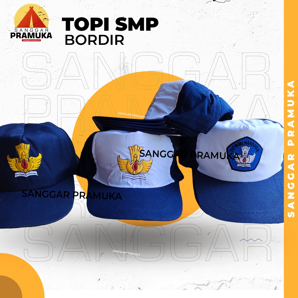 Topi SMP Bordir Topi SMP Logo Bordir Topi Sekolah SMP
