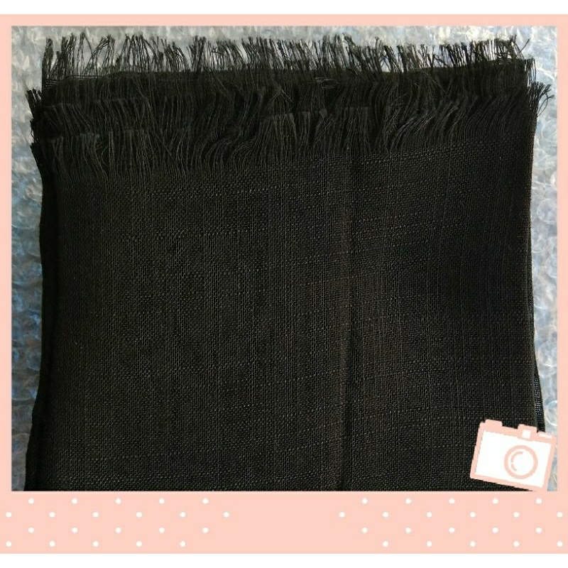 HIJAB SEGI EMPAT POLOS TEPI RAWIS HITAM 5 PCS