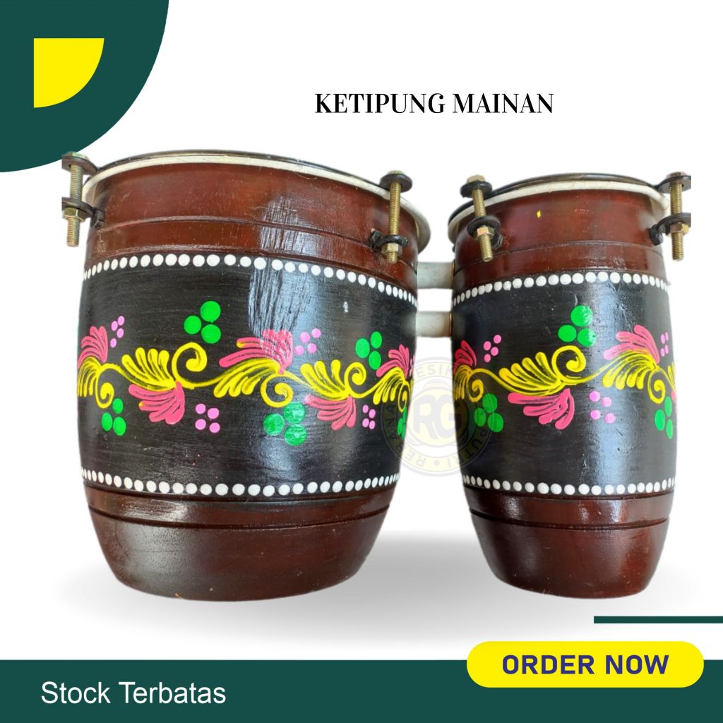 Kendang Ketipung satu set tak dut kayu mahoni