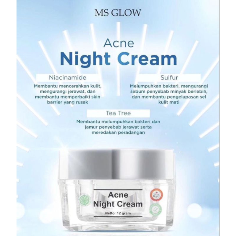 MS GLOW ASLI ORI 100% HARGA RESMI ACNE NIGHT CREAM