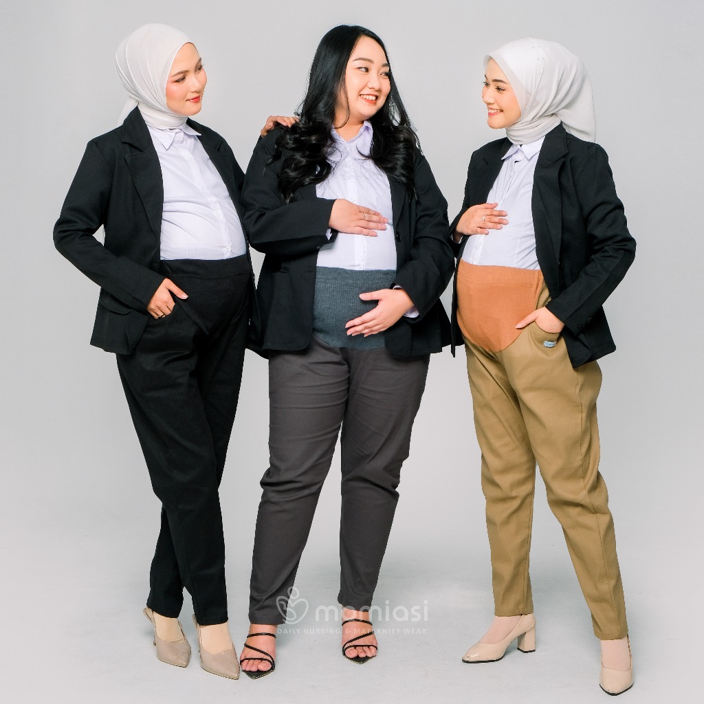 Foto Momiasi - Celana Hamil Kerja Kantor Jumbo Wanita Maternity Pants Office Fashion Wanita Bumil Kekinian Premium