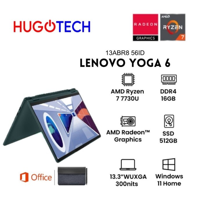 Lenovo Yoga 6 13ABR8 56ID R7-7730U 16GB 512GB SSD WUXGA TouchS W11 OHS
