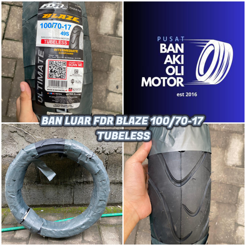 BAN LUAR FDR BLAZE 100/70-17 TUBELESS || BAN LUAR MOTOR FDR BLAZE 100/70-17 TUBLESS
