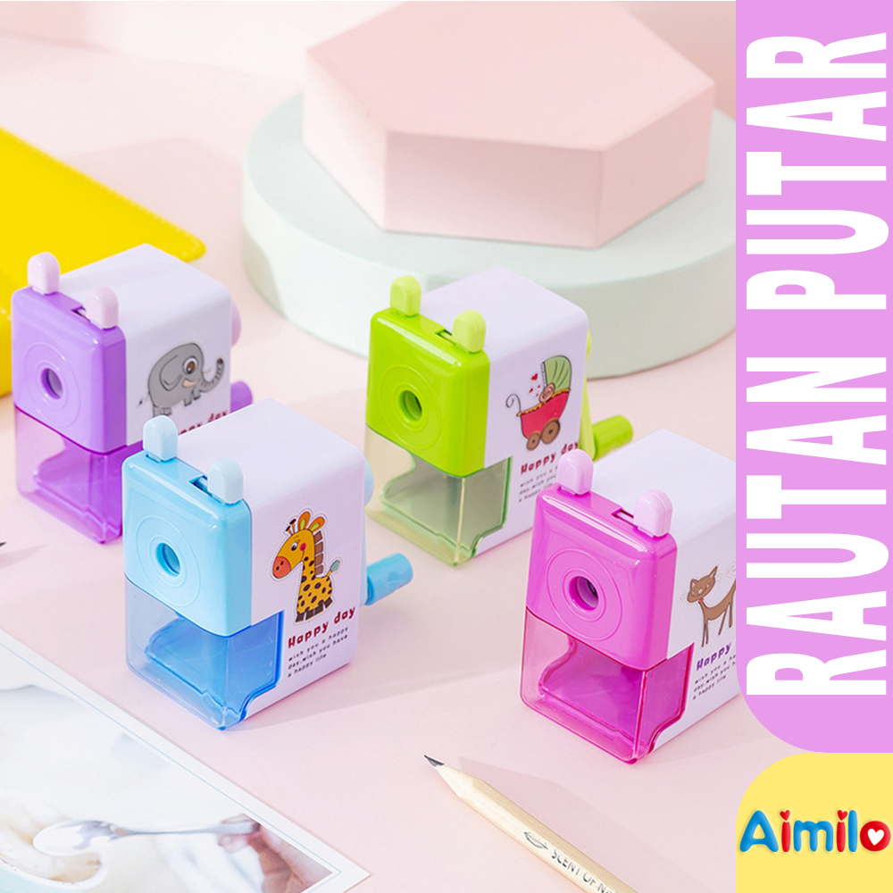 

Aimilo Rautan Pensil Putar Unik - Serutan Pensil Putar - Rautan Meja Anti Slip Pencil Sharpener Pisau Besi Alloy