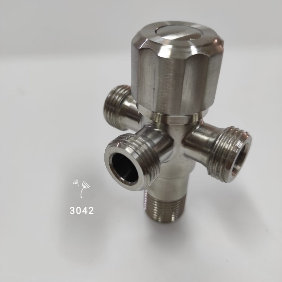 Stop Kran T Cabang 3 Stainless 3042- Keran Shower Tee kloset