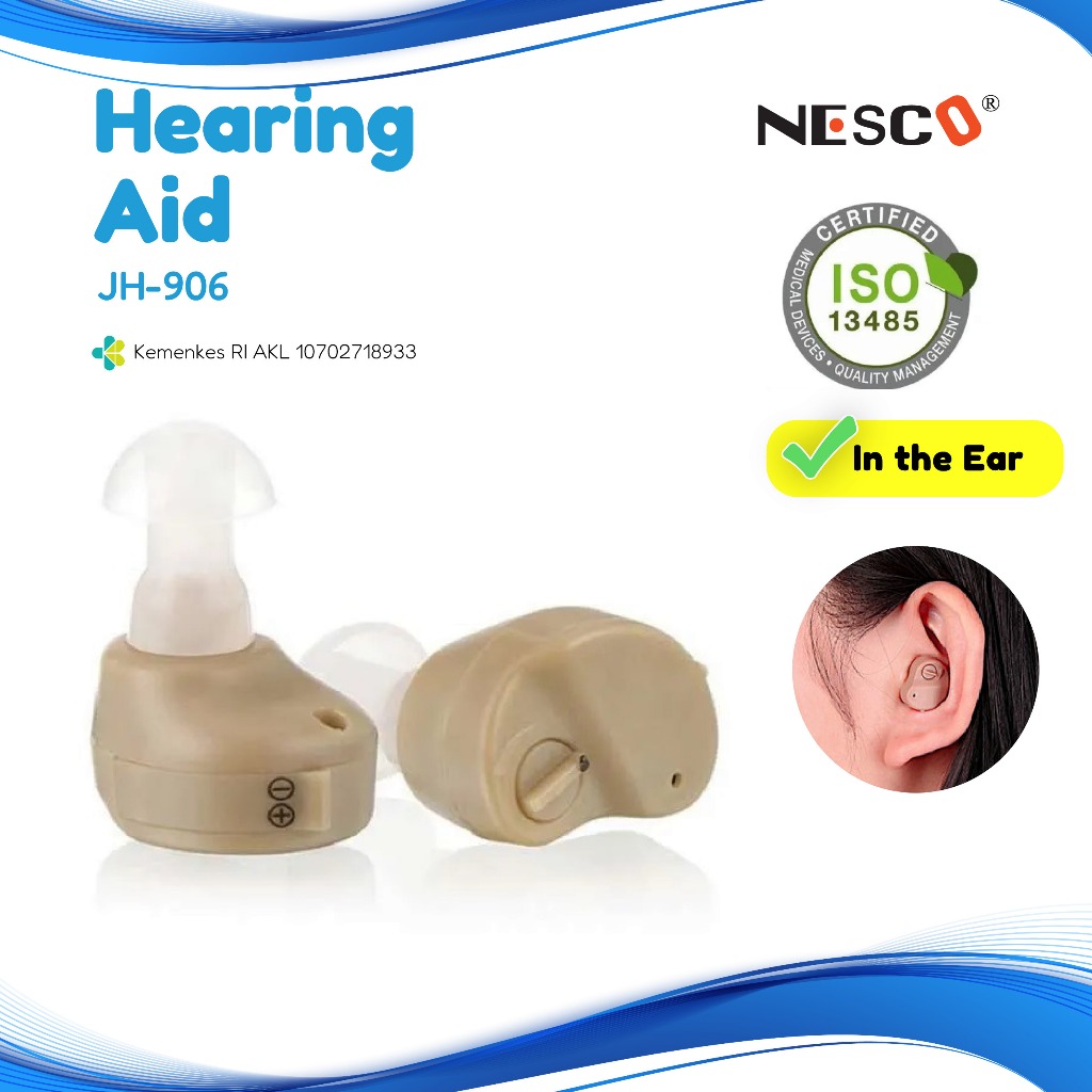 Alat Bantu Dengar NESCO JH-906 In Ear | Hearing Aid untuk Lansia | Kecil & Nyaman | Resmi Bergaransi