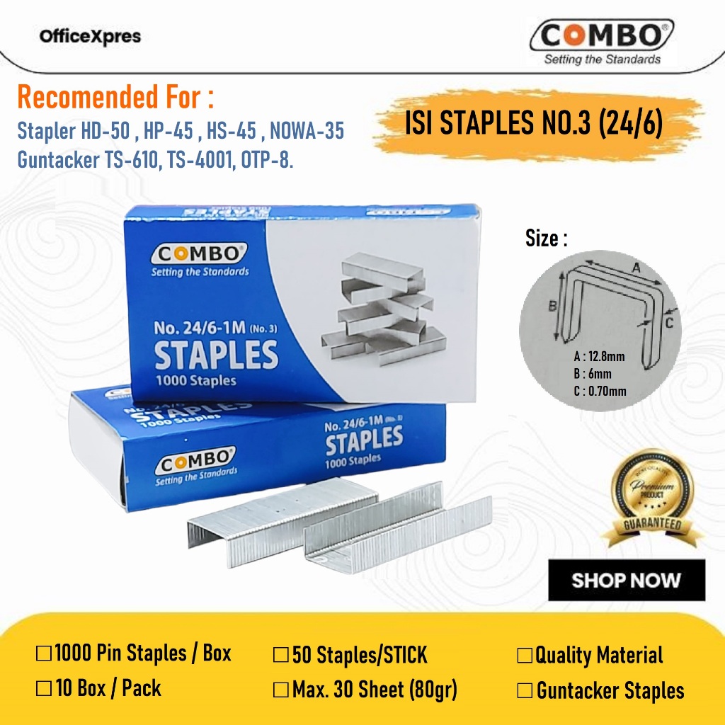 Isi Stapler Besar / Staples No 3 isi 24/6 / Steples Besar / Necis No 3