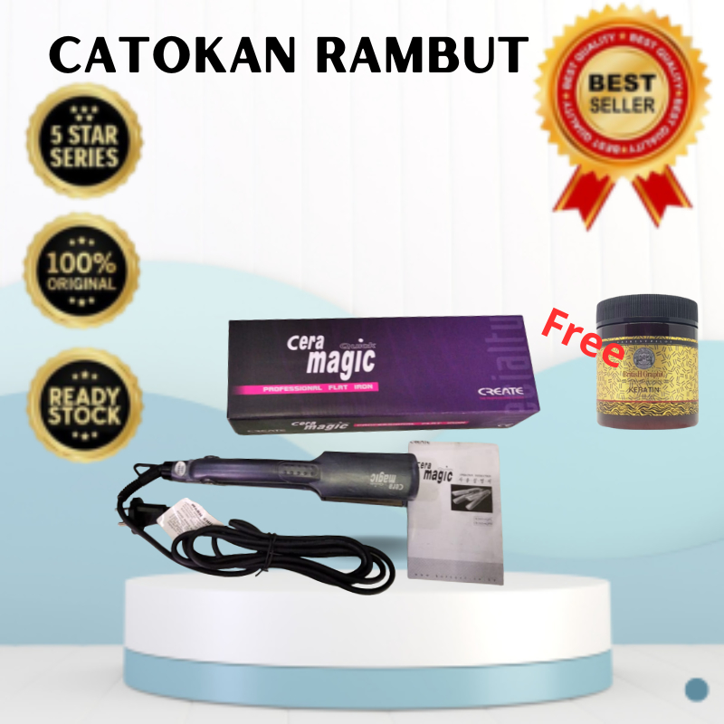 Catokan Rambut Cera Magic With Flat Iron / Catok Meluruskan / Keriting Rambut