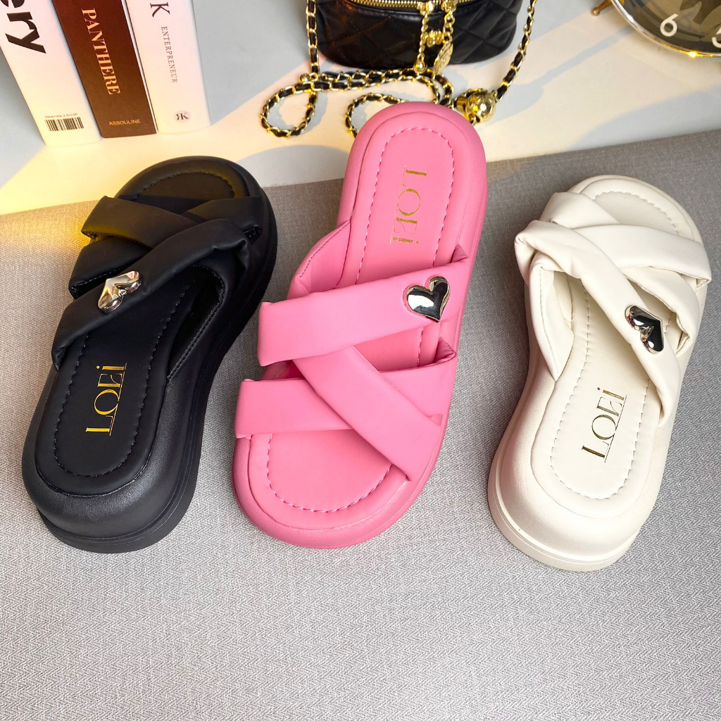 Sandal wedges wanita import tali silang kekinian termurah hak