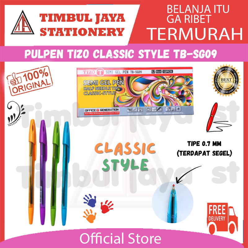 

Pulpen gell / gel pen Tizo classic style 0.7 mm TB-SG09 isi 12pcs